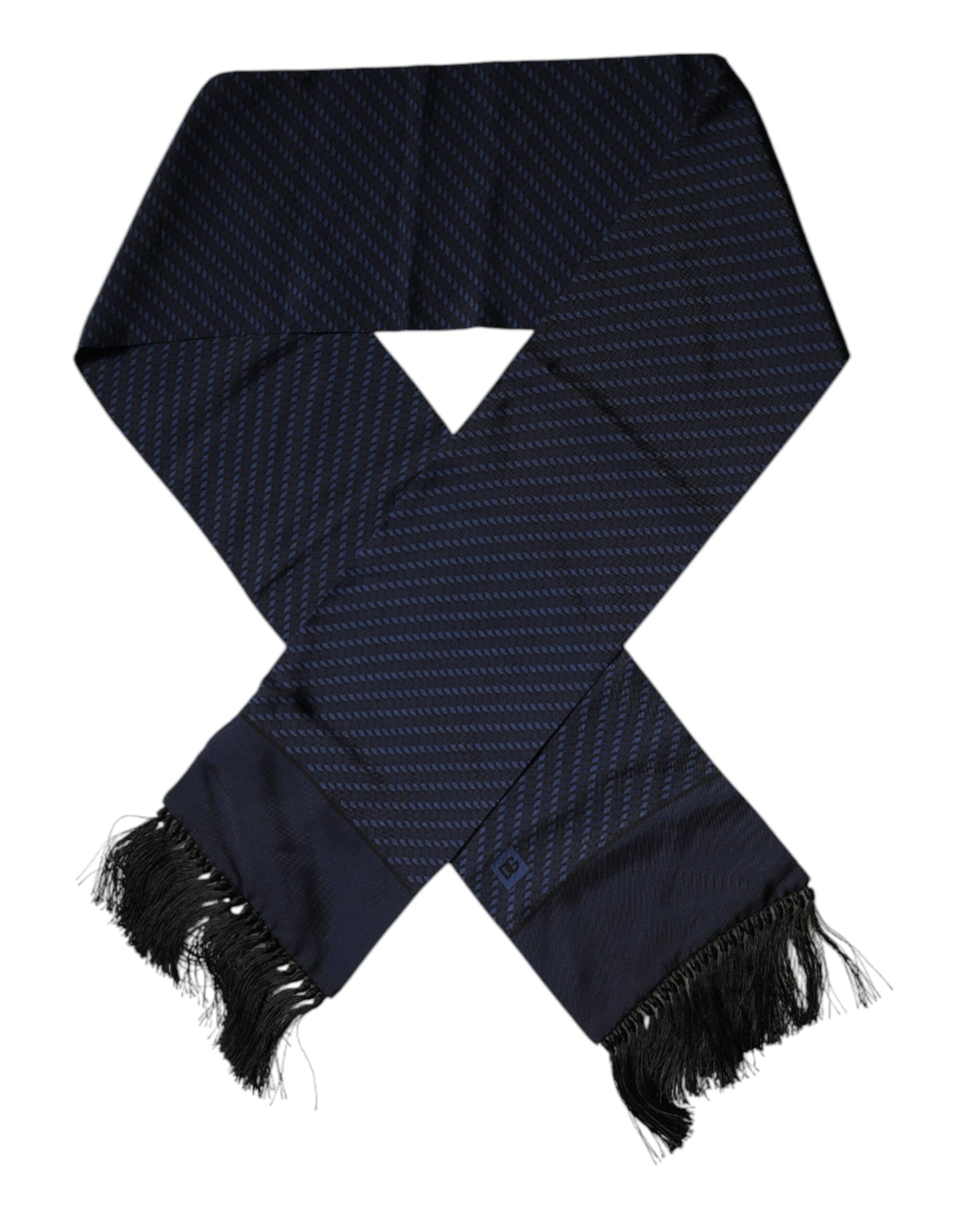 Dolce &amp; Gabbana – Dunkelblauer Wickelschal mit Fantasiefransen