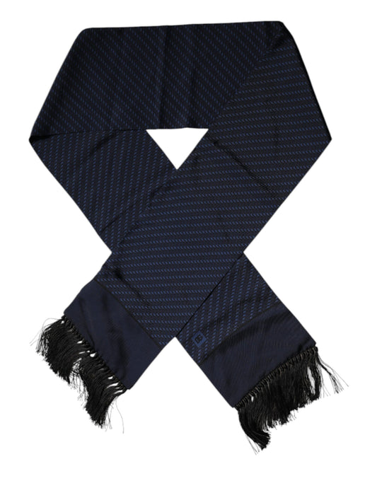Dolce &amp; Gabbana – Dunkelblauer Wickelschal mit Fantasiefransen