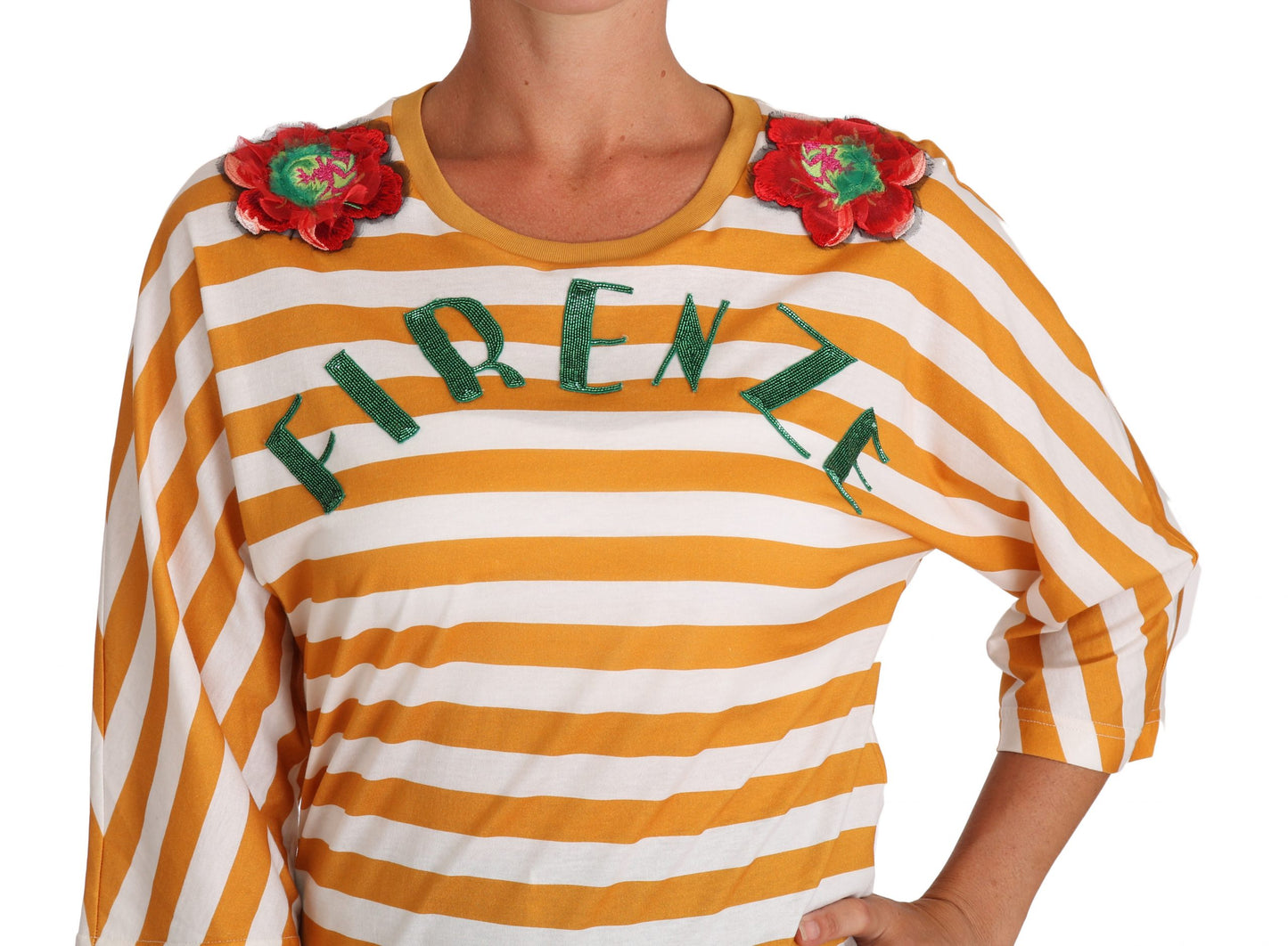 Dolce &amp; Gabbana – T-Shirt „Firenze“ in Weiß und Orange
