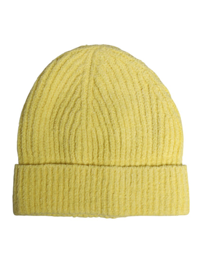 Dolce &amp; Gabbana – Gelbe Wintermütze aus gestrickter Baumwolle