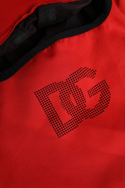 Dolce &amp; Gabbana – Balaclava-Mütze aus Polyester mit rotem Logo und breiter Krempe