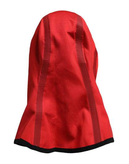 Dolce &amp; Gabbana – Balaclava-Mütze aus Polyester mit rotem Logo und breiter Krempe