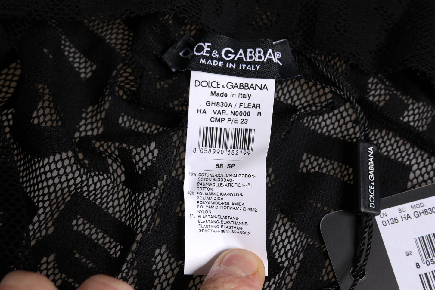 Dolce &amp; Gabbana Black Logo Mesh Whole Head Wrap Hat
