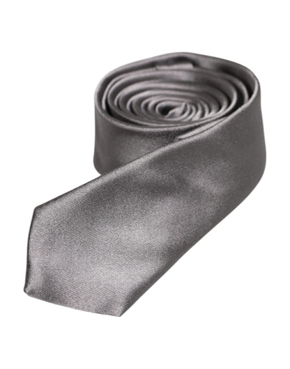 Dolce &amp; Gabbana – Verstellbare Seidenkrawatte in Metallic-Silber