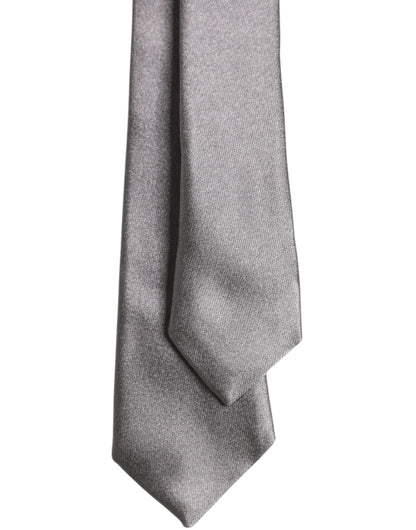 Dolce &amp; Gabbana – Verstellbare Seidenkrawatte in Metallic-Silber