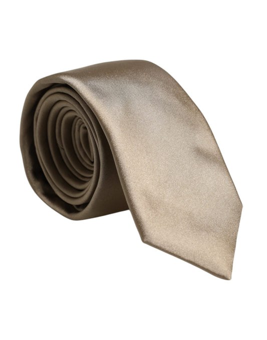Dolce &amp; Gabbana Beige, einfarbige, verstellbare Seidenkrawatte