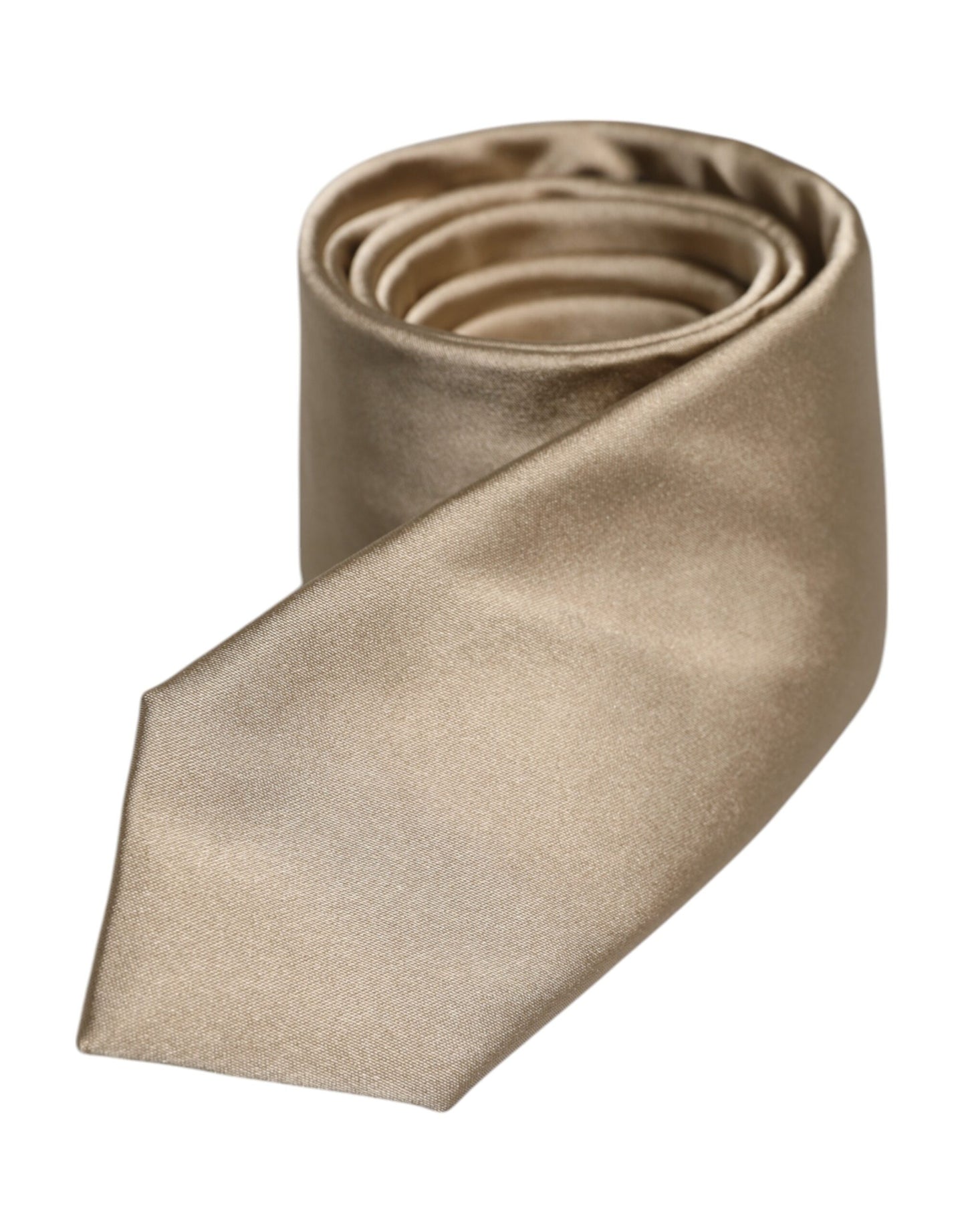 Dolce &amp; Gabbana Beige, einfarbige, verstellbare Seidenkrawatte