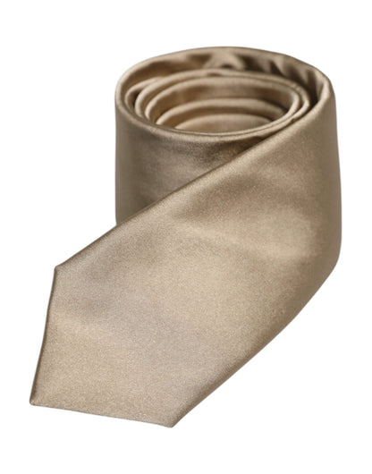 Dolce &amp; Gabbana Beige, einfarbige, verstellbare Seidenkrawatte