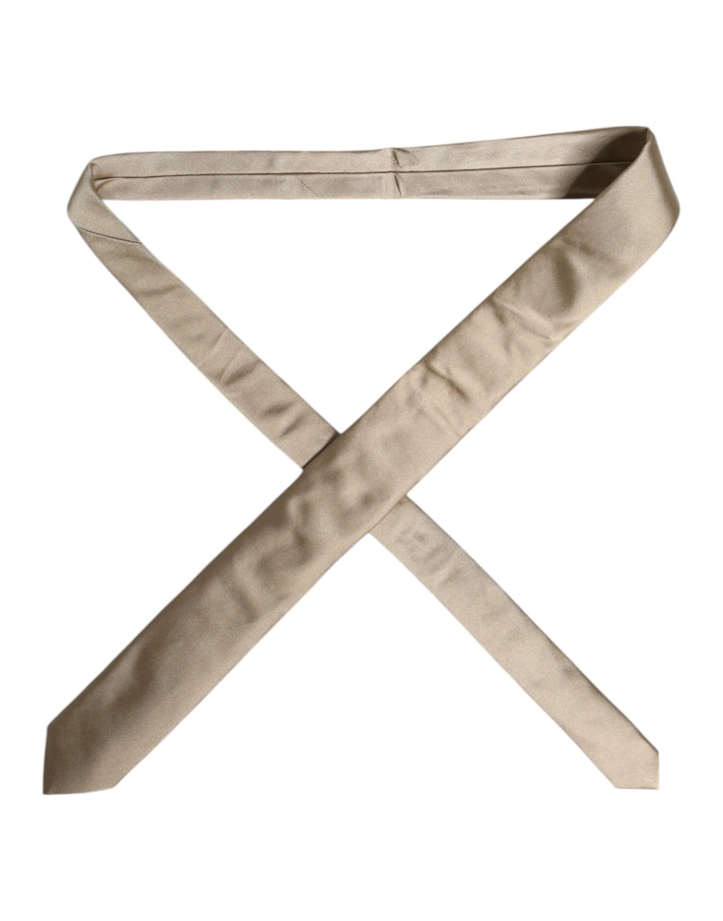 Dolce &amp; Gabbana Beige, einfarbige, verstellbare Seidenkrawatte