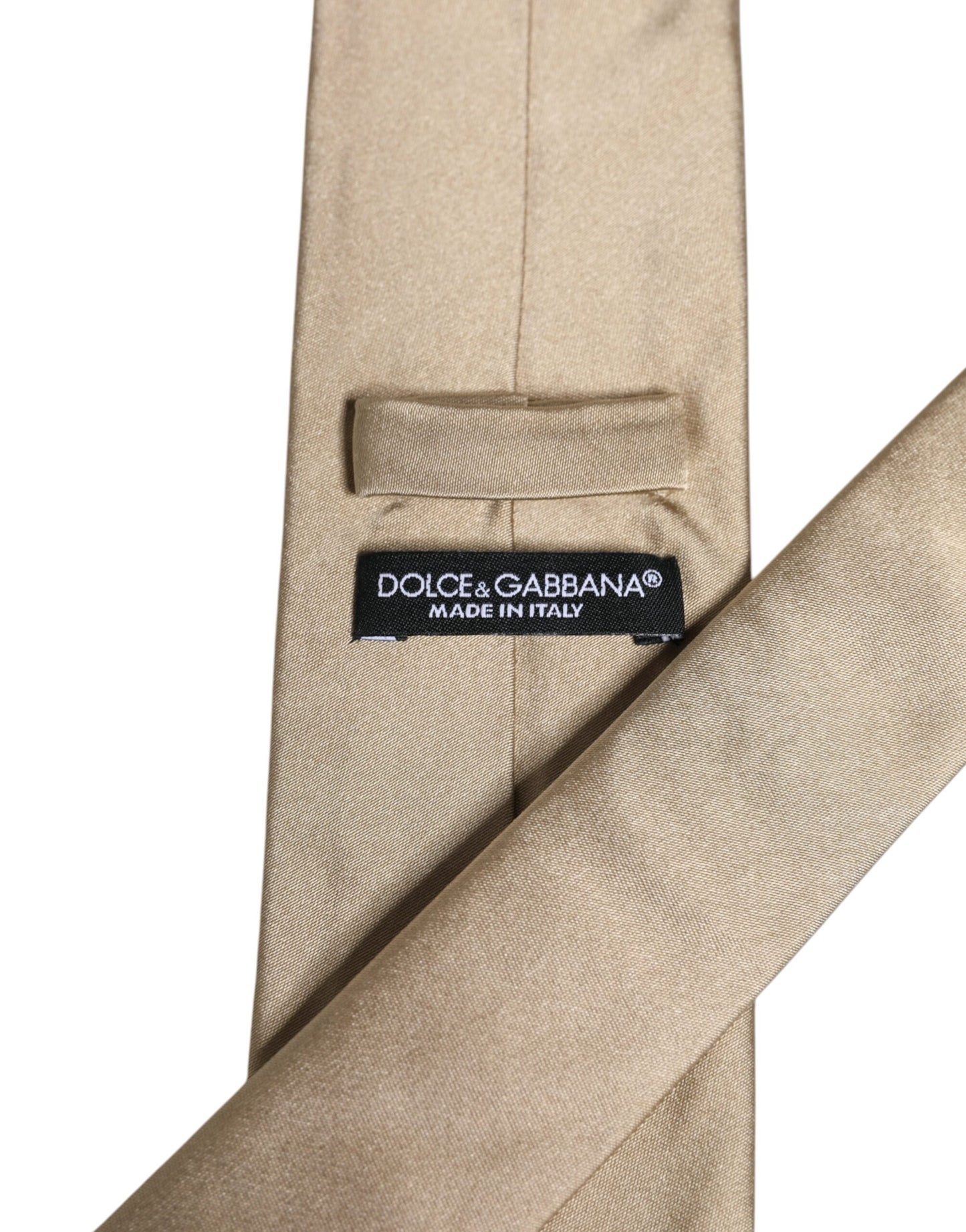 Dolce &amp; Gabbana Beige, einfarbige, verstellbare Seidenkrawatte