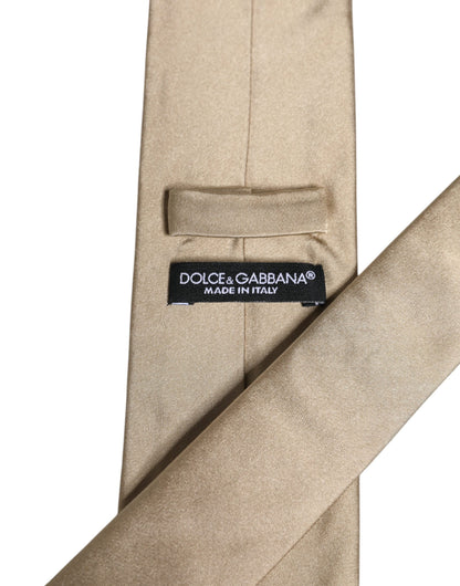 Dolce &amp; Gabbana Beige, einfarbige, verstellbare Seidenkrawatte