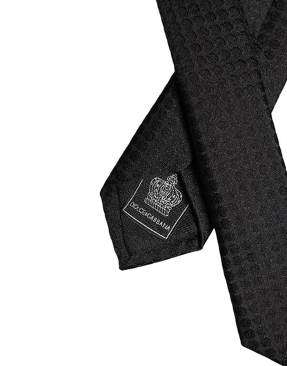Dolce &amp; Gabbana – Verstellbare Seidenkrawatte mit schwarzen Kreisen
