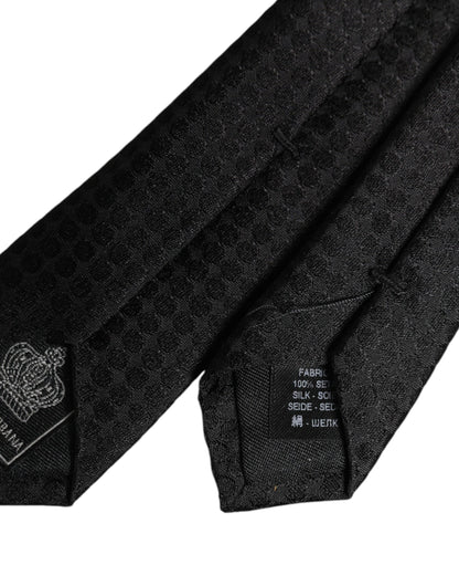 Dolce &amp; Gabbana – Verstellbare Seidenkrawatte mit schwarzen Kreisen