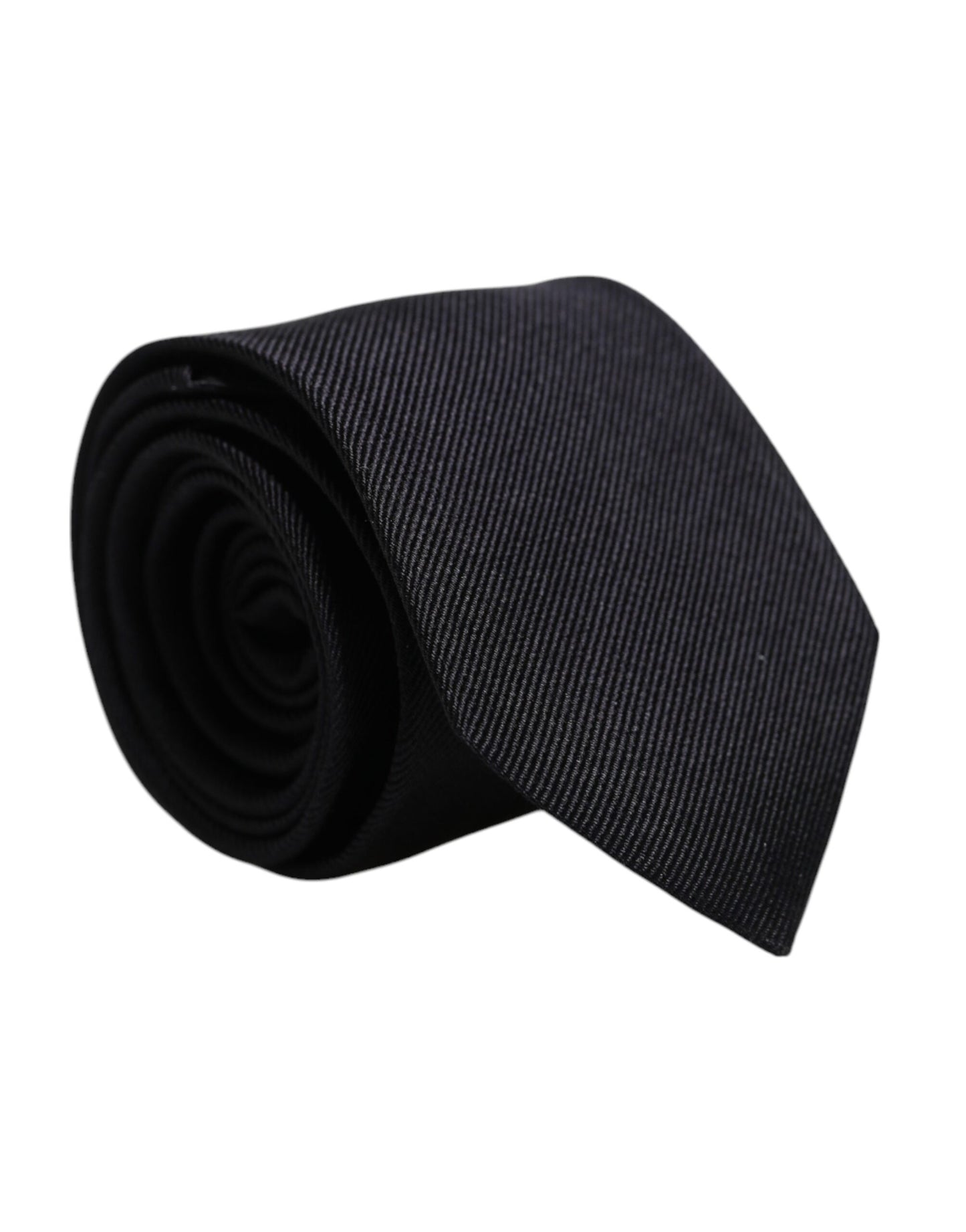 Dolce &amp; Gabbana Black Solid Silk Adjustable Necktie Tie