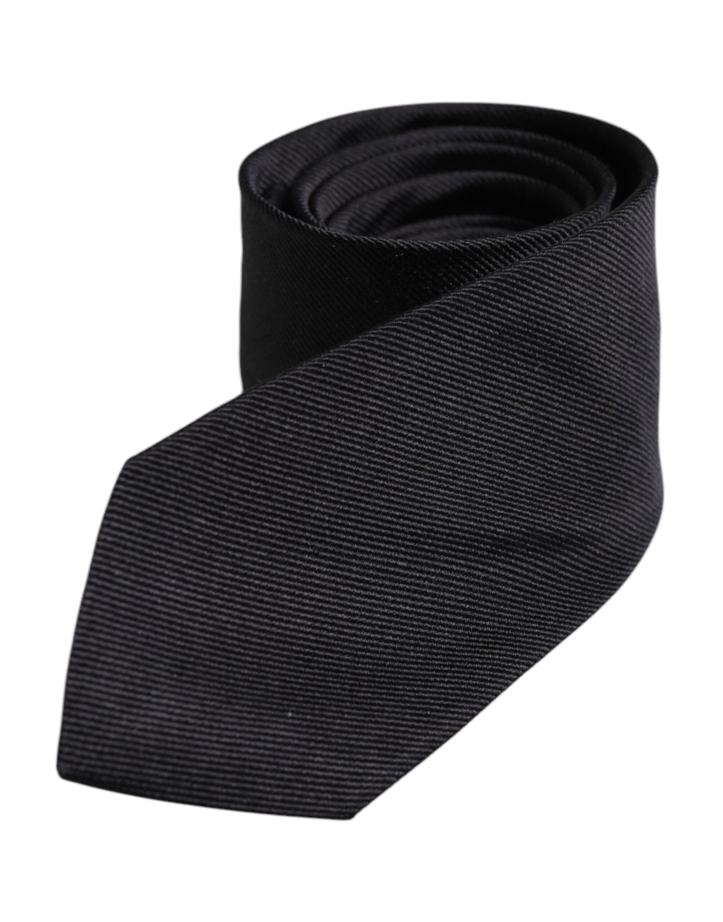 Dolce &amp; Gabbana Black Solid Silk Adjustable Necktie Tie