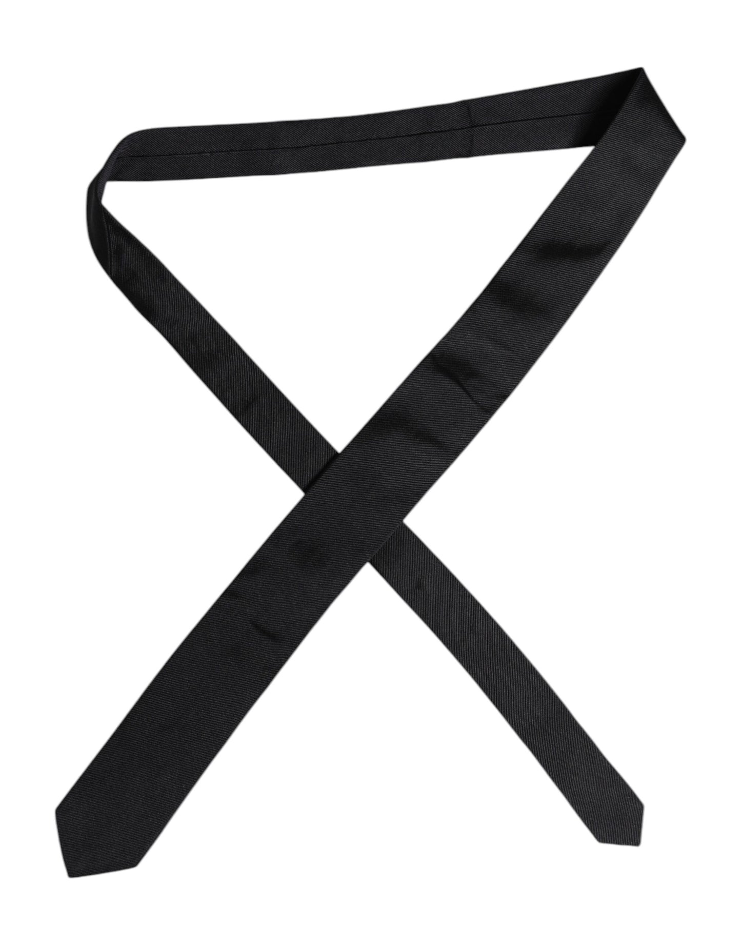 Dolce &amp; Gabbana Black Solid Silk Adjustable Necktie Tie