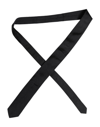 Dolce &amp; Gabbana Black Solid Silk Adjustable Necktie Tie