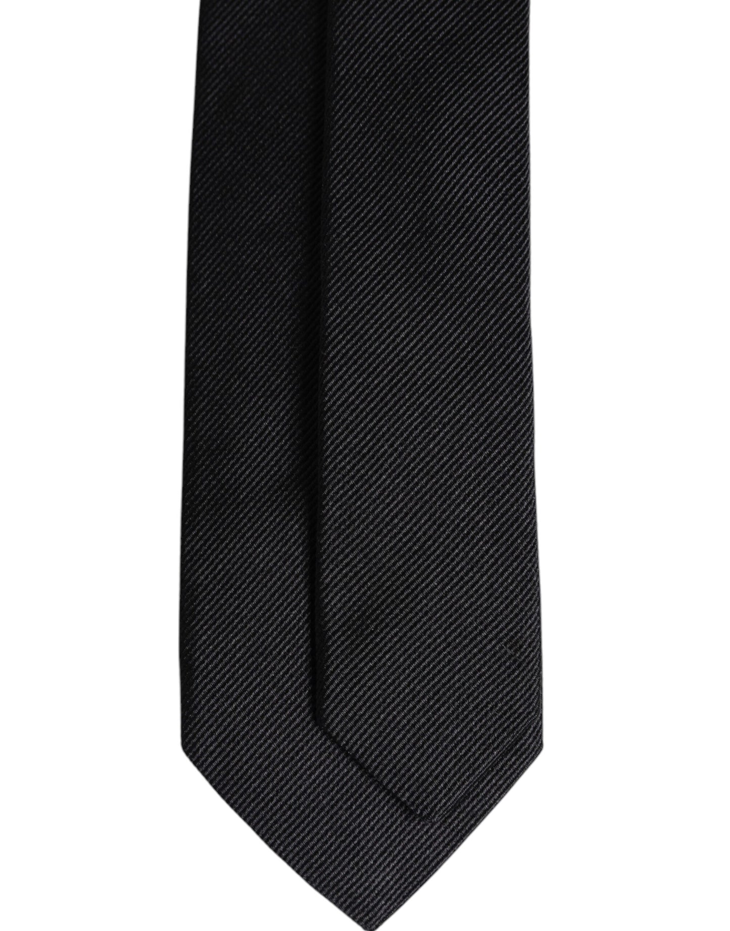 Dolce &amp; Gabbana Black Solid Silk Adjustable Necktie Tie