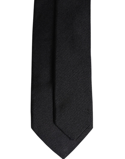 Dolce &amp; Gabbana Black Solid Silk Adjustable Necktie Tie