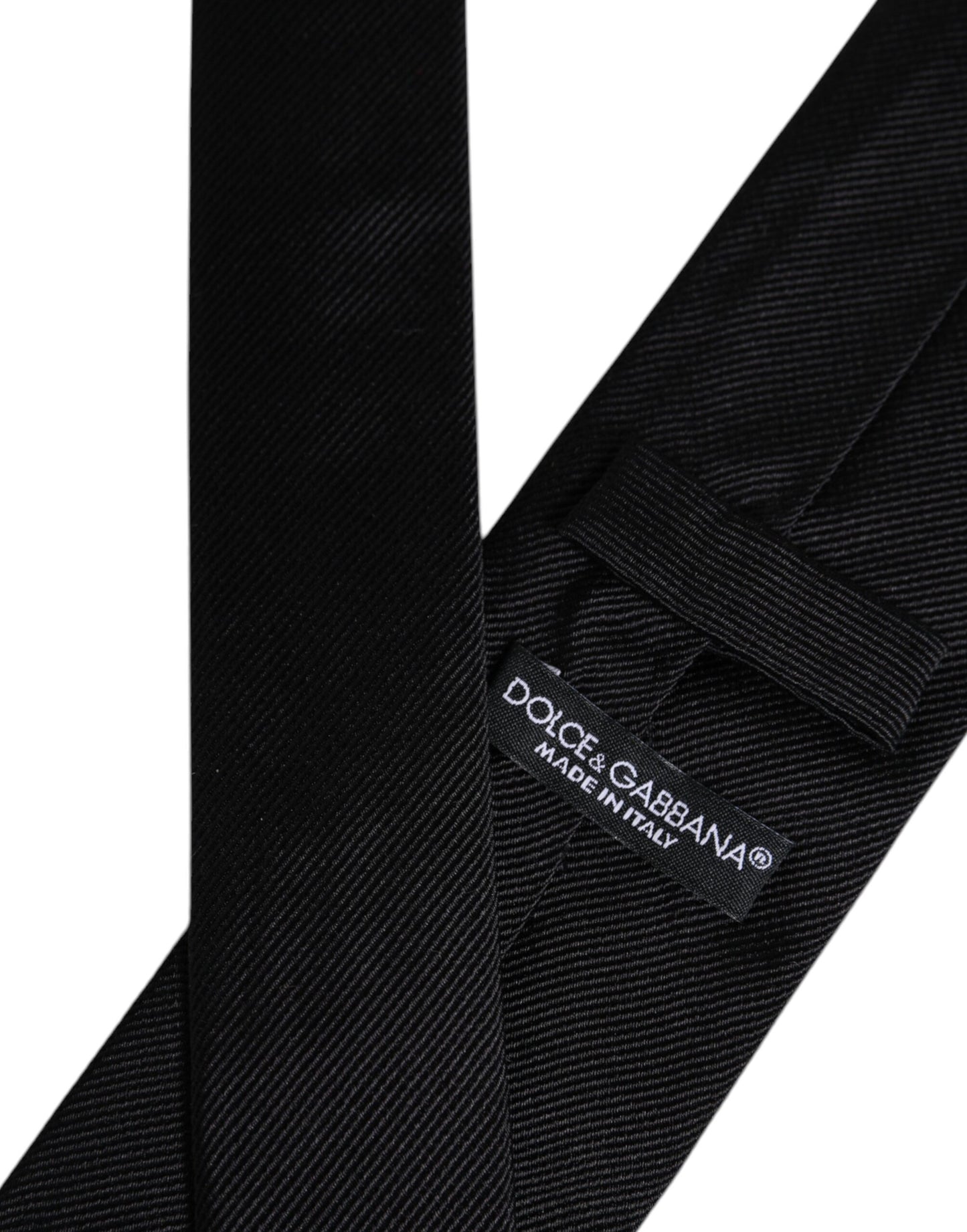 Dolce &amp; Gabbana Black Solid Silk Adjustable Necktie Tie