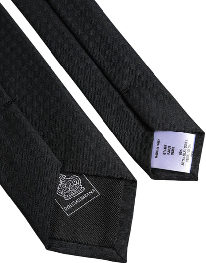 Dolce &amp; Gabbana – Verstellbare Seidenkrawatte mit schwarzen Kreisen