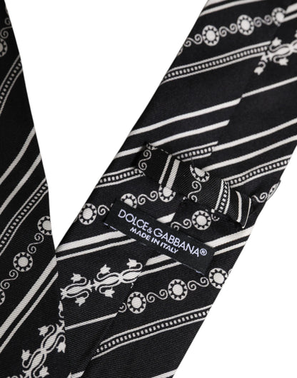 Dolce &amp; Gabbana – Verstellbare Seidenkrawatte mit schwarzen und weißen Streifen