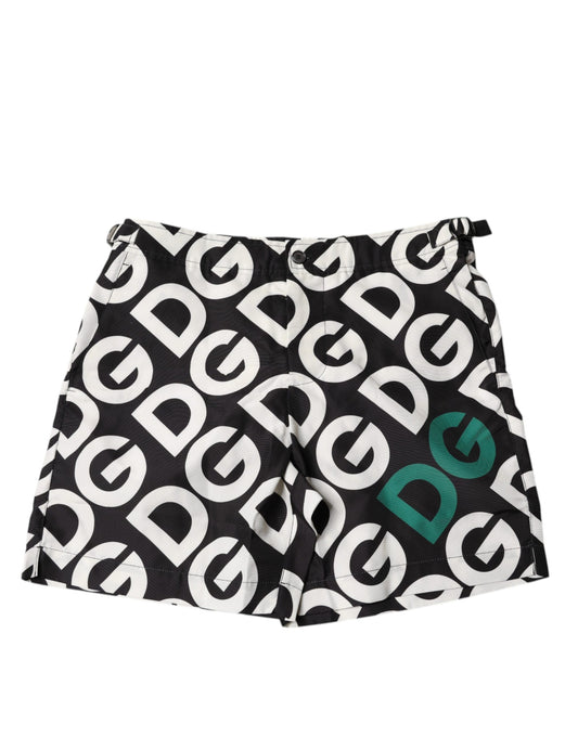 Dolce &amp; Gabbana Schwarz Weiß Logo Beachwear Shorts Bademode