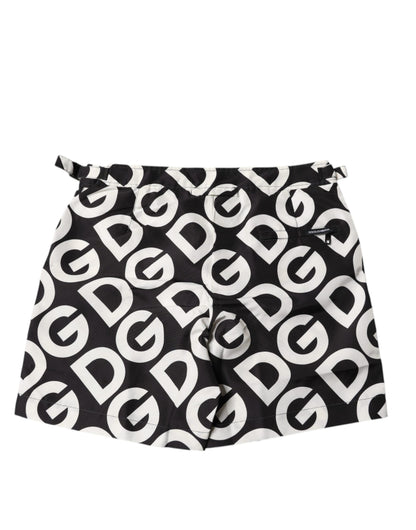 Dolce &amp; Gabbana Schwarz Weiß Logo Beachwear Shorts Bademode