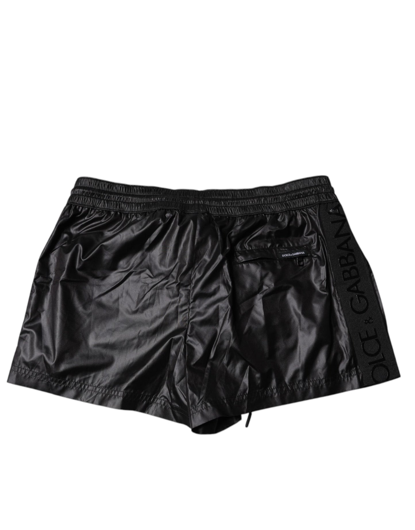 Dolce &amp; Gabbana Black Polyester Beachwear Shorts Swimwear