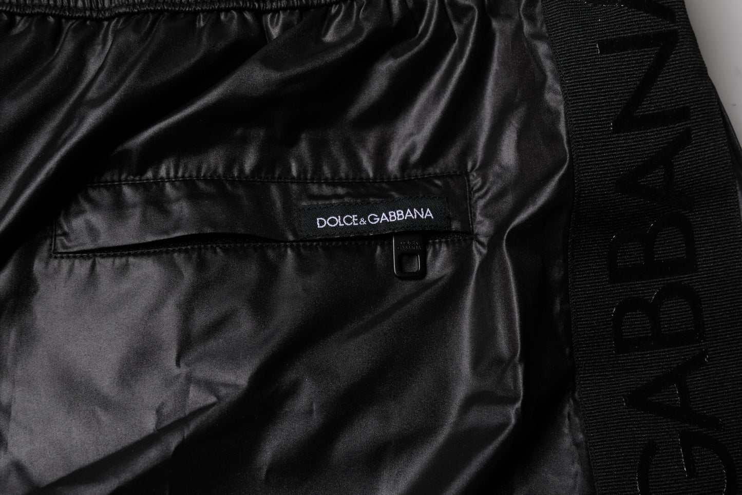 Dolce &amp; Gabbana Black Polyester Beachwear Shorts Swimwear