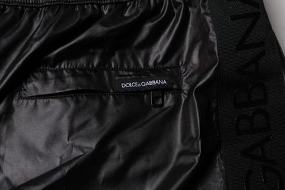 Dolce &amp; Gabbana Black Polyester Beachwear Shorts Swimwear