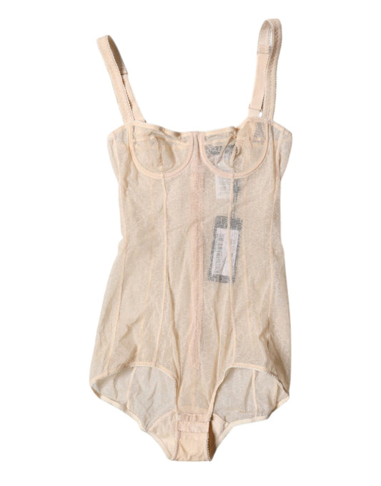 Dolce &amp; Gabbana Beige Tüll Balconette BH Body Unterwäsche
