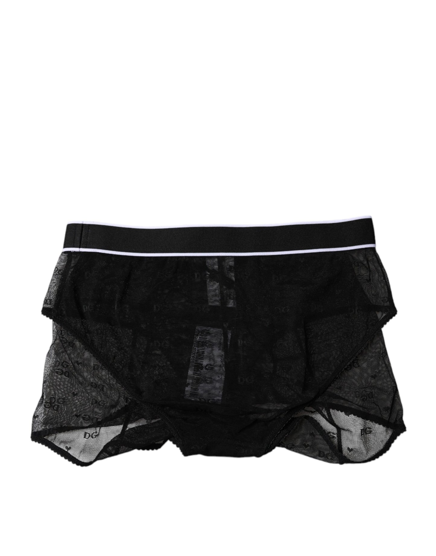Dolce &amp; Gabbana – Schwarze Nylon-Höschen mit mittlerer Taille aus Tüll