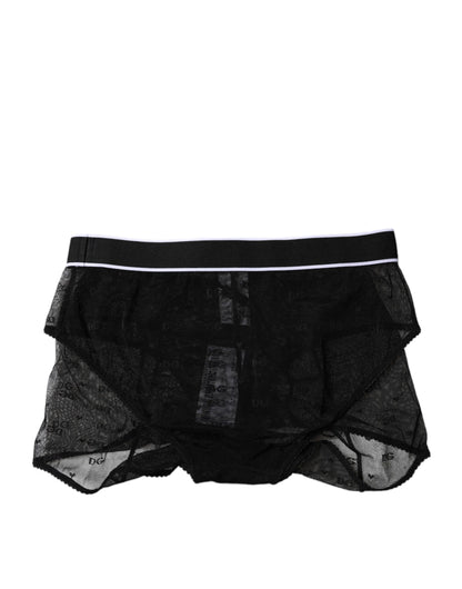 Dolce &amp; Gabbana – Schwarze Nylon-Höschen mit mittlerer Taille aus Tüll