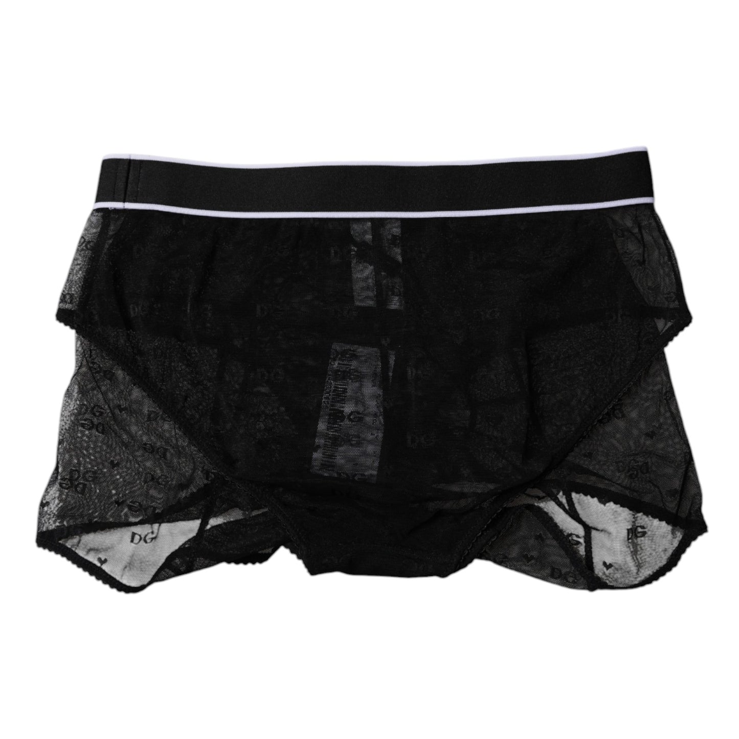 Dolce &amp; Gabbana – Schwarze Nylon-Höschen mit mittlerer Taille aus Tüll