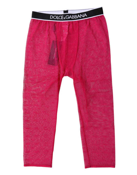 Dolce &amp; Gabbana – Kurze Nylon-Strumpfhose mit DG-Logo in Fuchsia
