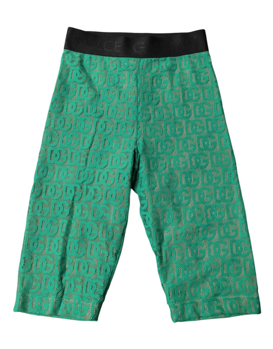 Dolce &amp; Gabbana – Kurze Strumpfhose mit grünem Logo und Monogramm