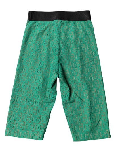 Dolce &amp; Gabbana – Kurze Strumpfhose mit grünem Logo und Monogramm