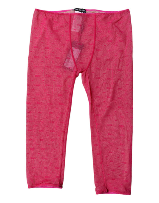 Dolce &amp; Gabbana – Kurze, enge Unterwäsche aus Spitze mit Logo in Fuchsia