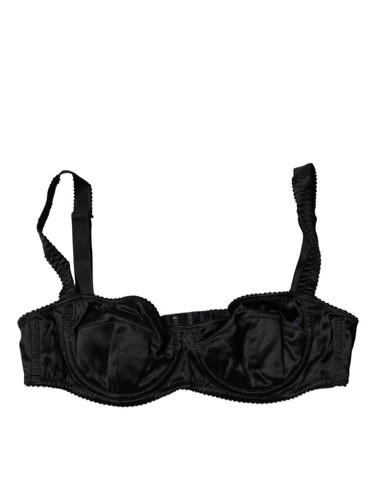 Dolce &amp; Gabbana Balconette-BH aus schwarzer Stretchseide