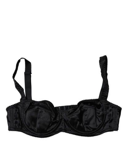 Dolce &amp; Gabbana Balconette-BH aus schwarzer Stretchseide
