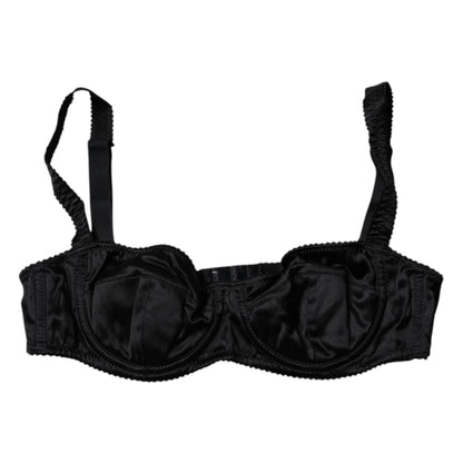 Dolce &amp; Gabbana Balconette-BH aus schwarzer Stretchseide