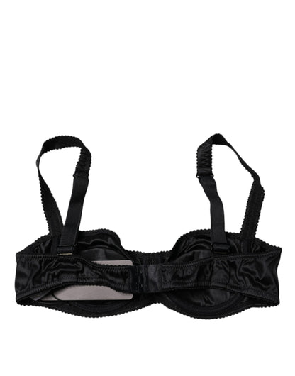 Dolce &amp; Gabbana Balconette-BH aus schwarzer Stretchseide