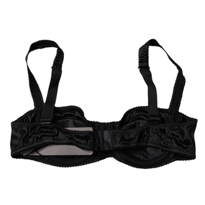 Dolce &amp; Gabbana Balconette-BH aus schwarzer Stretchseide