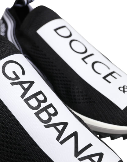 Dolce &amp; Gabbana Black White Slip On Sorrento Sneakers Shoes