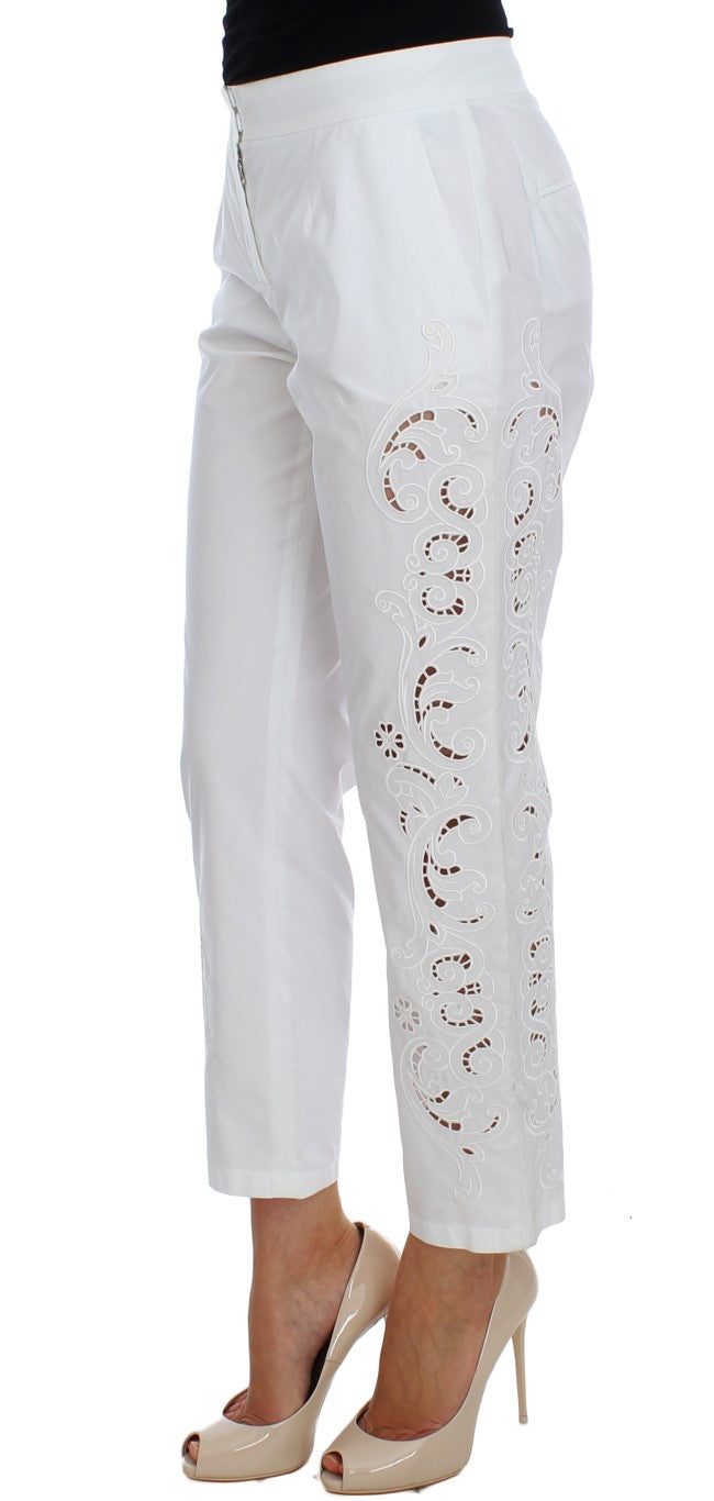 Dolce &amp; Gabbana Weißes Kleid mit Blumenausschnitt und Sicily-Hose