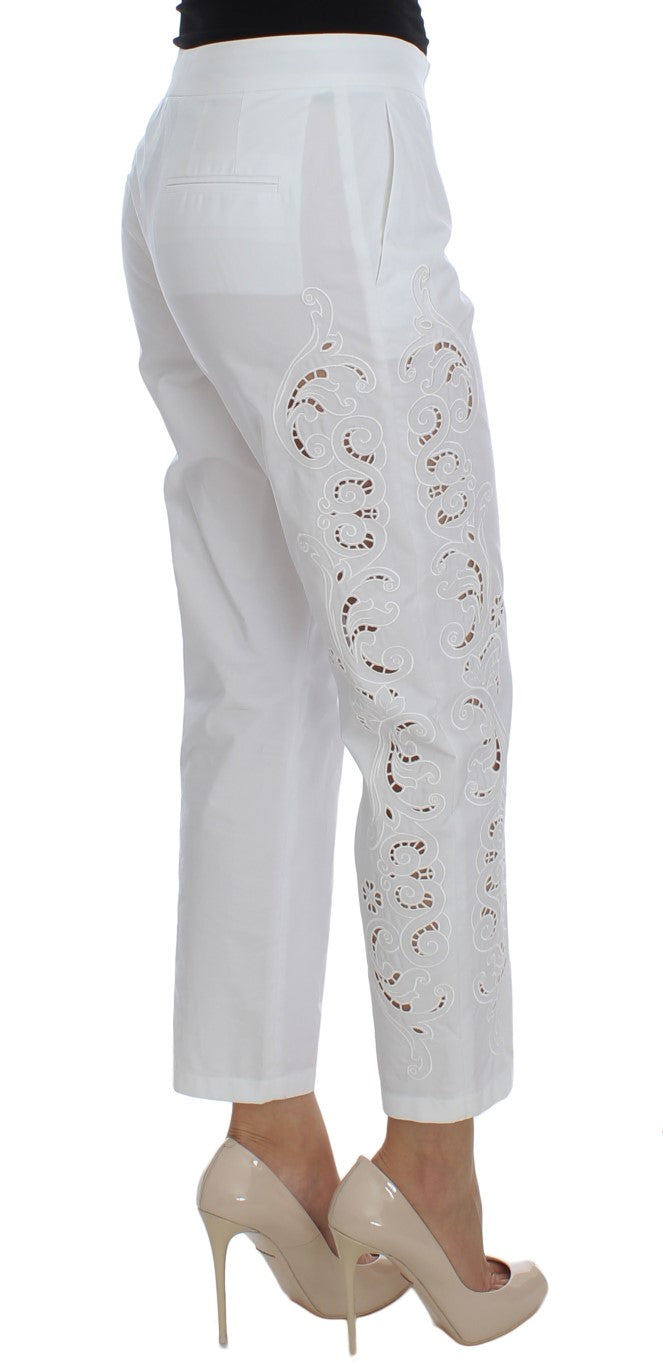 Dolce &amp; Gabbana Weißes Kleid mit Blumenausschnitt und Sicily-Hose