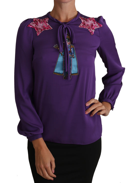Dolce &amp; Gabbana Lila Bluse Prince Fairy Tale Verziertes Top