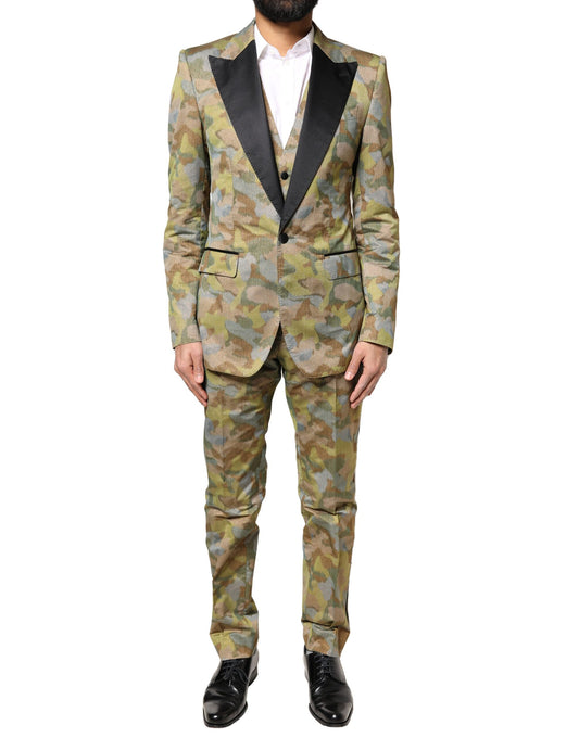 Dolce &amp; Gabbana 3-teiliger mehrfarbiger Camouflage-Anzug „SICILIA“.