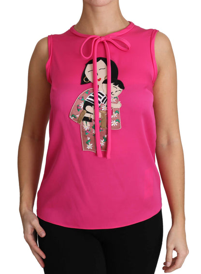 Dolce &amp; Gabbana Pink Family Seiden-Tanktop Mama Bluse Top Shirt